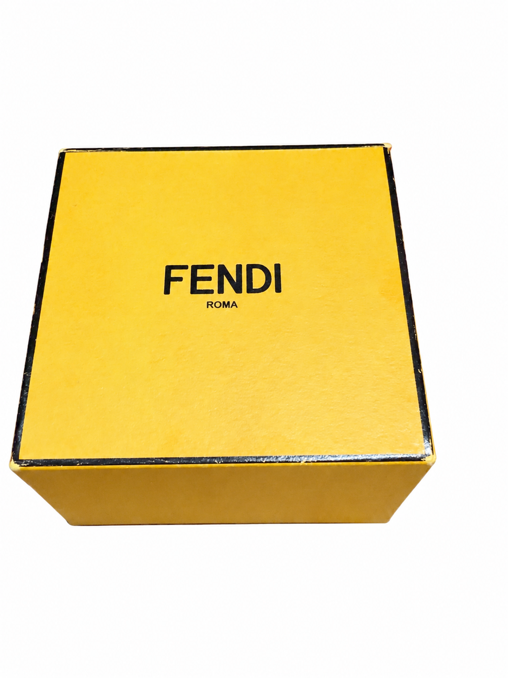 Fendi F Is Fendi Crystal Wide Band Ring Gold Tone Size M 8AH538 With Box