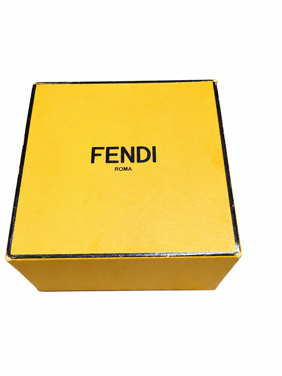 Fendi F Is Fendi Crystal Wide Band Ring Gold Tone Size M 8AH538 With Box
