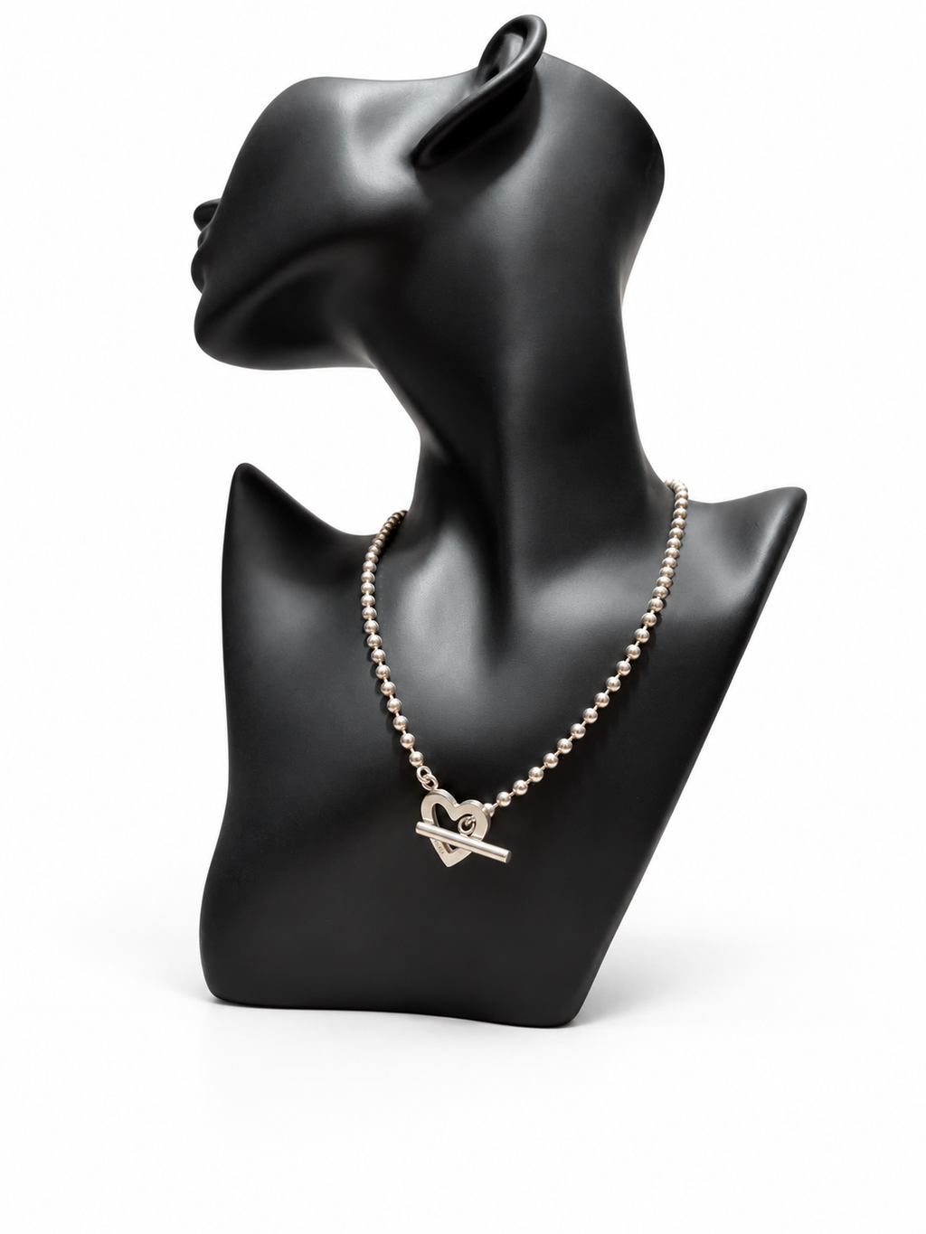 Gucci Sterling Silver Boule Heart Toggle Ball Chain Necklace 925 Italy + COA