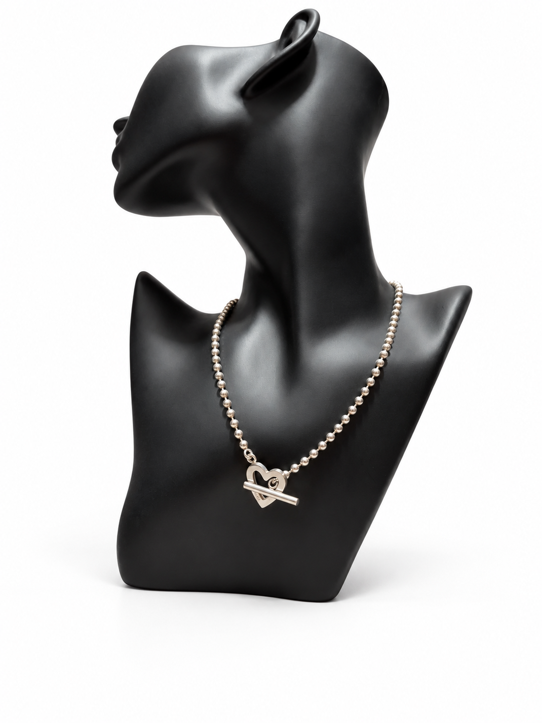 Gucci Sterling Silver Boule Heart Toggle Ball Chain Necklace 925 Italy + COA