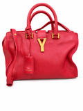 Yves Saint Laurent Cabas Chyc Red Leather Satchel Gold Y Hardware