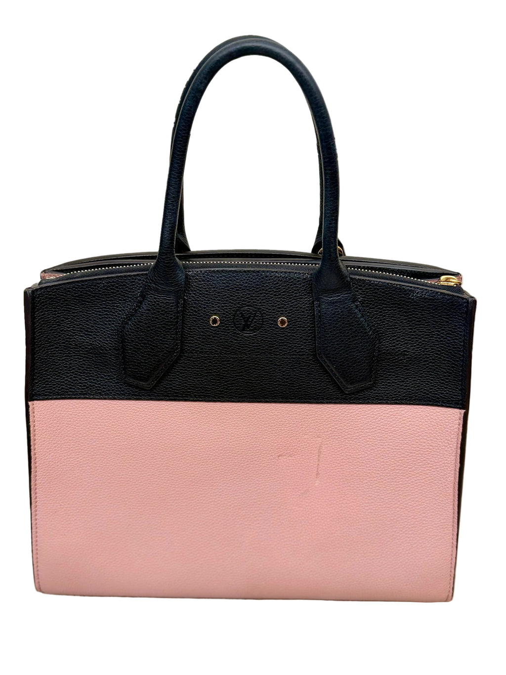 Louis Vuitton City Steamer MM Black Blush Pink Taurillon Leather Gold Hardware