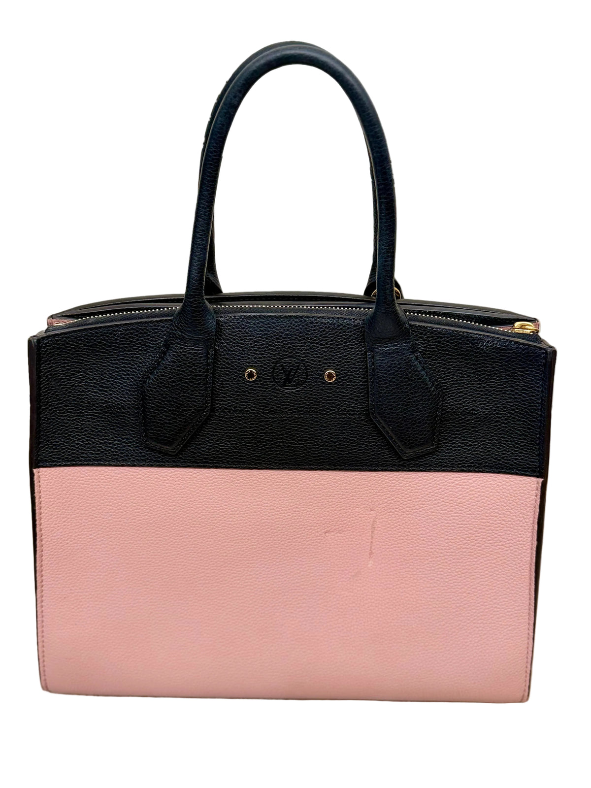 Louis Vuitton City Steamer MM Black Blush Pink Taurillon Leather Gold Hardware
