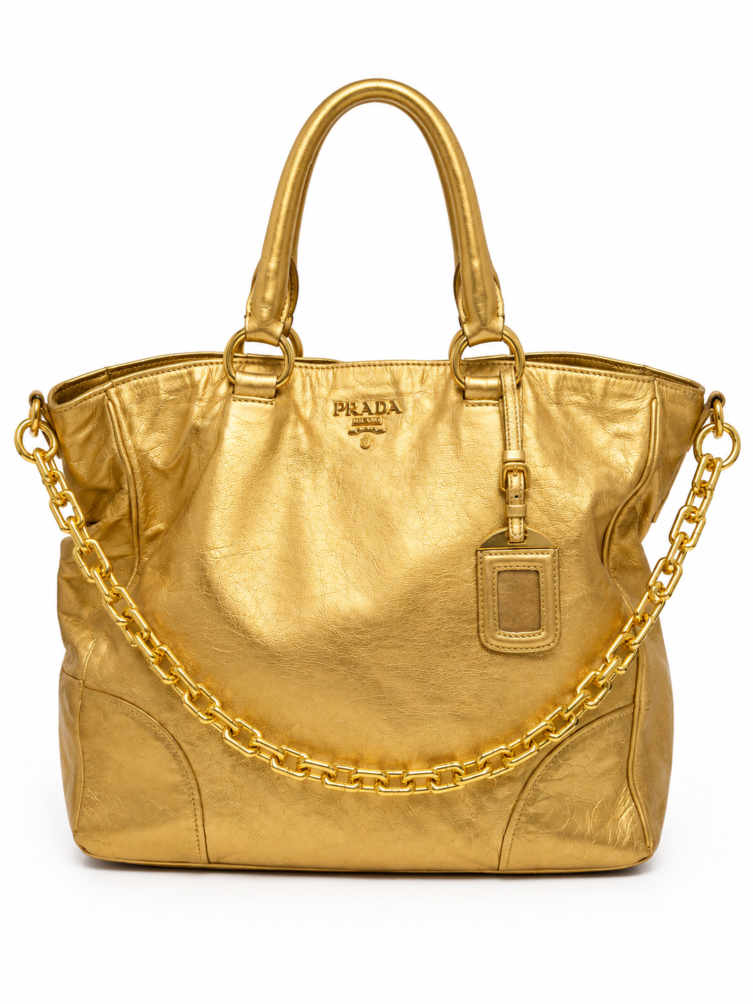 Prada  Vitello Leather Large Tote Bag Taupe Gold Hardware – Repainted/Restore