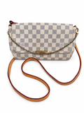 Louis Vuitton Favorite MM Damier Azur Crossbody Shoulder Bag – Leather Strap & Chain