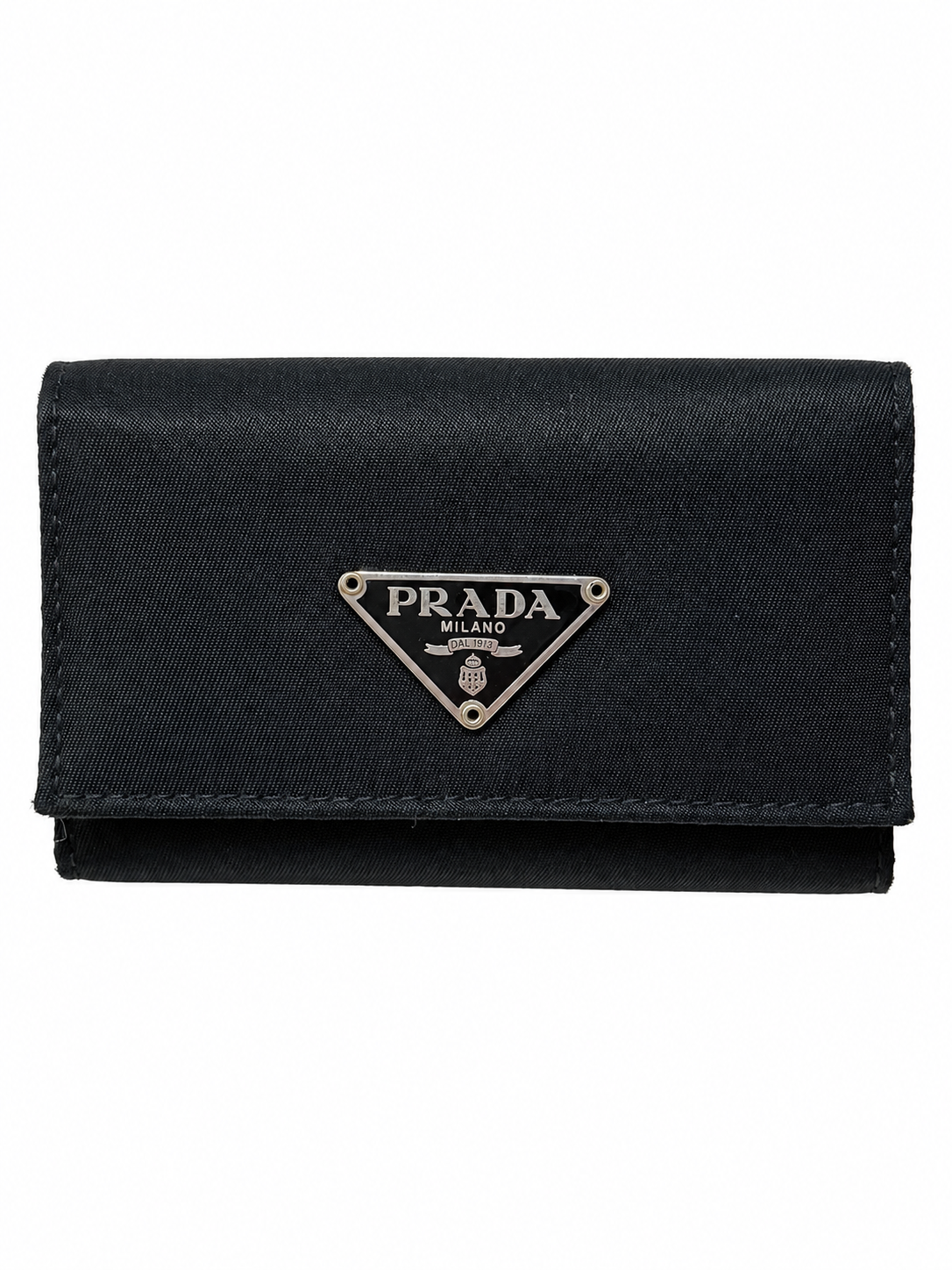 Prada Tessuto Nylon 6-Key Holder Nero Black Triangle Logo – 1 Hook Missing