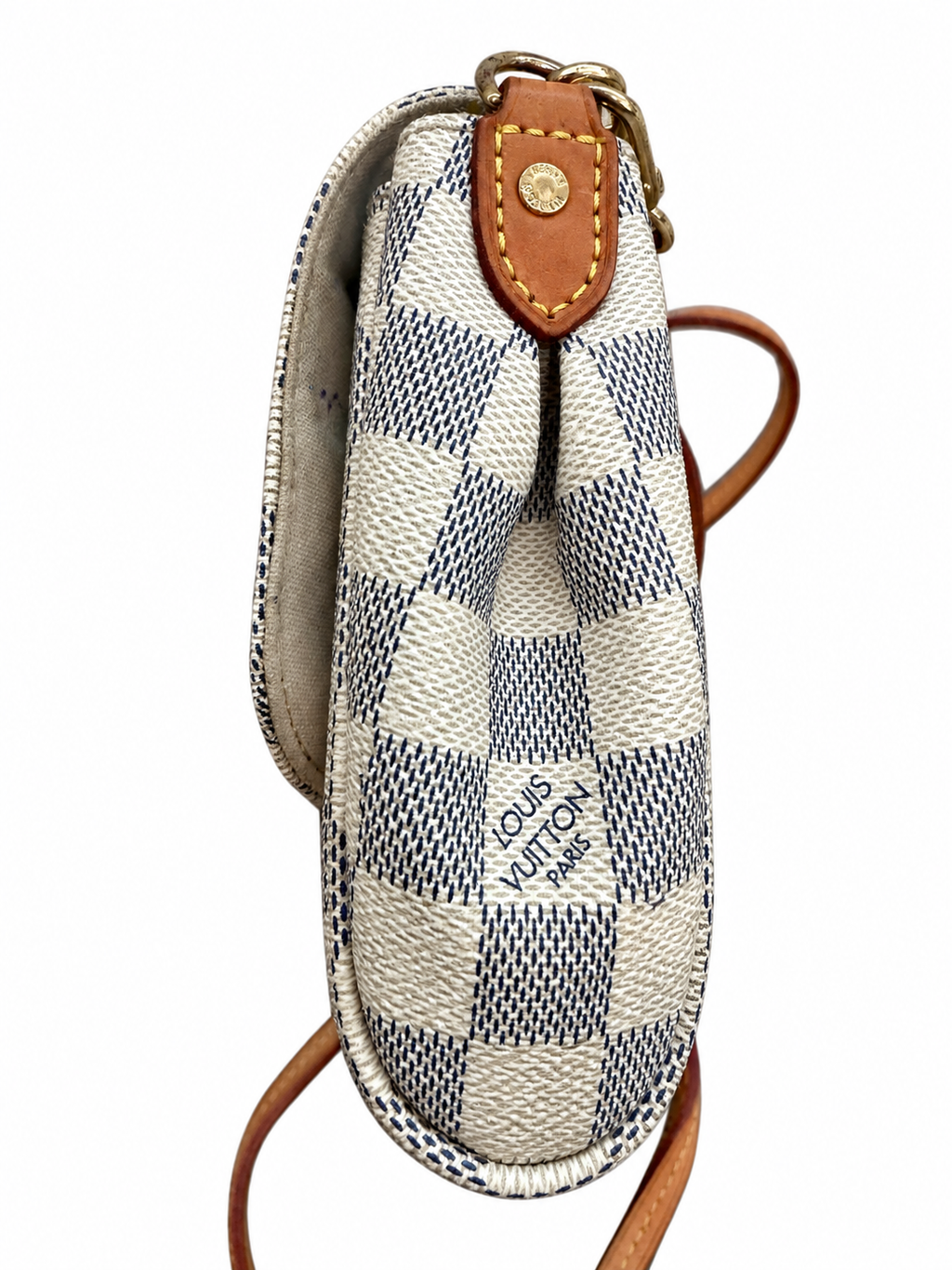 Louis Vuitton Favorite MM Damier Azur Crossbody Shoulder Bag – Leather Strap & Chain