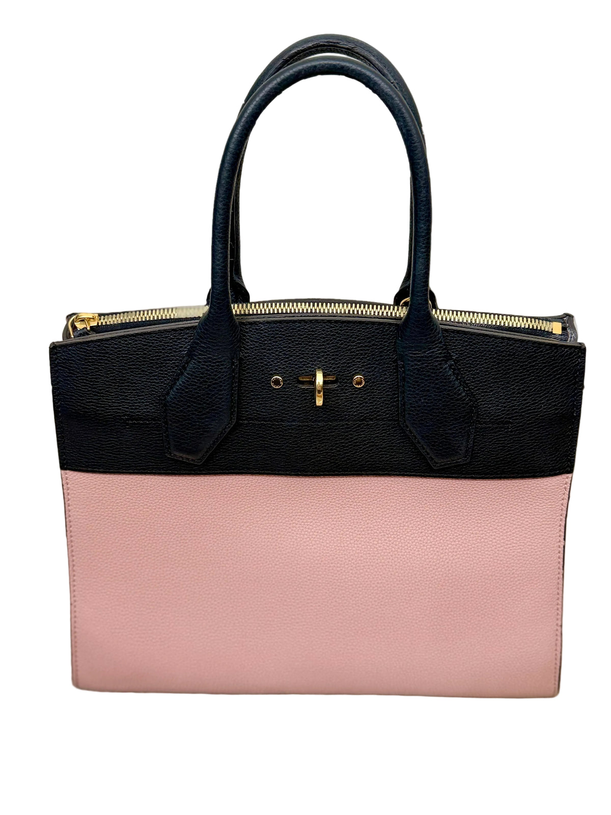 Louis Vuitton City Steamer MM Black Blush Pink Taurillon Leather Gold Hardware