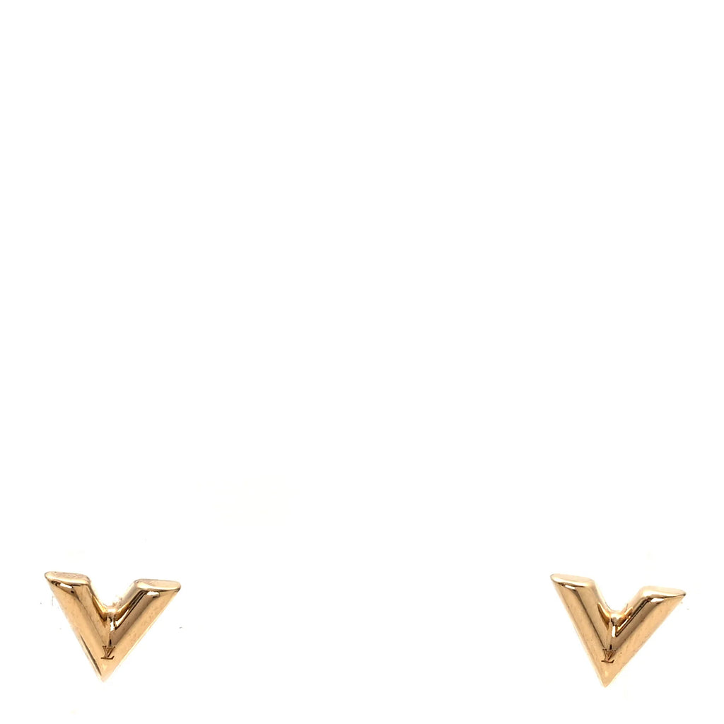 Louis Vuitton Essential V Necklace & Stud Earrings Gold-Tone Jewelry Set