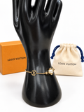 Louis Vuitton Speedy Pearl Bracelet M68063 Gold Tone LV Charm Faux Pearl Box Dust Bag