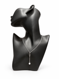 Christian Dior Silver-Tone CD Pendant Pearl Drop Necklace