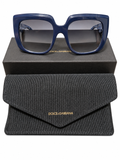 Dolce & Gabbana Oversized Square Blue Majolica Sunglasses – Gradient Lenses, Box & Case